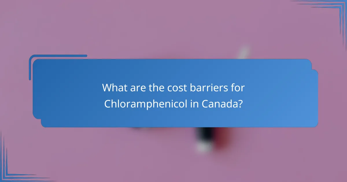 What are the cost barriers for Chloramphenicol in Canada?